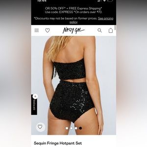 Nasty gal hot pant set sequins and fringe